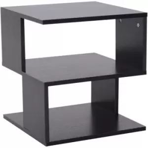 Image of Modern Square 2 Tier Wood Coffee Side Table Storage Shelf Living Room Black - Homcom