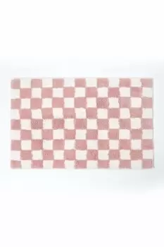Image of Check 100% Cotton Non Slip Bath Mat