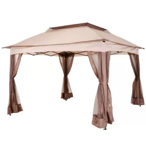 Image of Outsunny Gazebo, 325Lx325Wx295H cm-Khaki/Brown