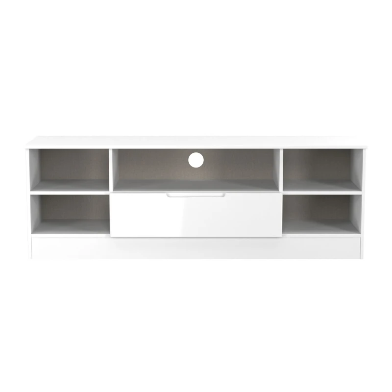 Image of Ready Assembled 2 U Lucca Wide 1 Drawer TV & Media Unit (Ready Assembled) in White Size: Large White Unisex Large
