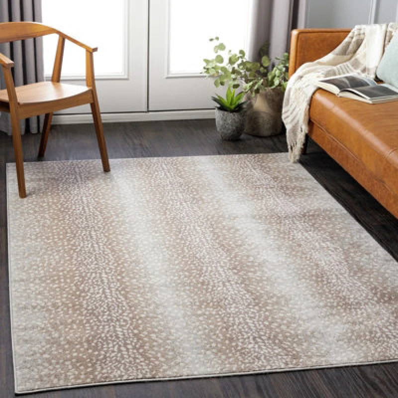 Image of Livabliss Scandi Boho Tan Polka Dot Zorina Area Rug 140 X 200 Cm - Easy Care, Non Shedding, Ideal For Living Room & Bedroom