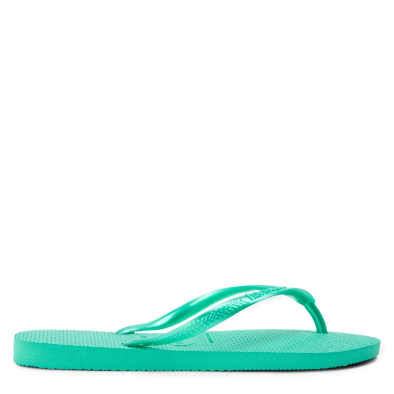 Image of Havaianas Womens Slim Flips Flops - Metallic Virtual Green - UK 3/4 Green Sandals female 4000030-6160 3/4