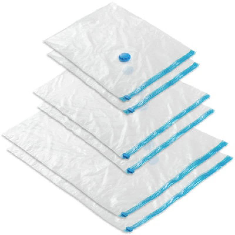 Image of Tectake Vacuum Storage Bags - 6 Bags In 3 Sizes, With Inlet And Outlet Valve 95 X 60 Cm - Transparent