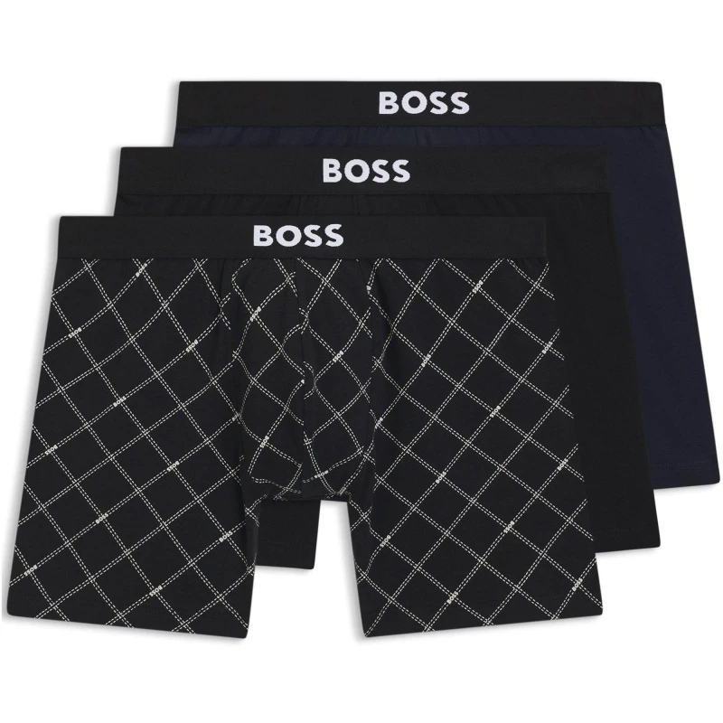 Image of Boss Mens Boxer Briefs Blk/Navy 002 male Medium