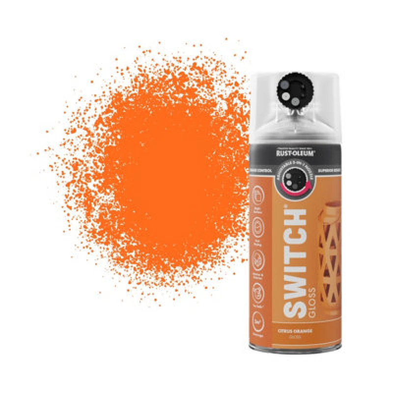 Image of RUST-OLEUM Rust-Oleum Switch Spray Paint 400ml - Gloss - Citrus Orange AE0726400UK