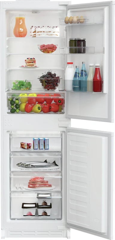 Image of Indesit KINS 1261 B4UK 178cm 50/50 Integrated Fridge Freezer with Sliding Door Hinge - White - E Rated