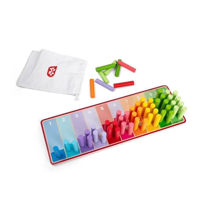 Image of Bigjigs Toys Wooden Rainbow Counting Sticks Game Multi unisex