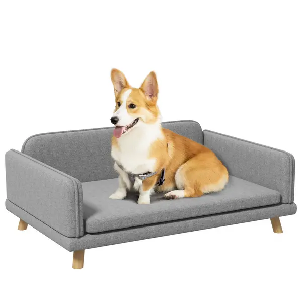 Image of PawHut Dog Sofa for Medium Dogs, Pet Chair with Legs, Water-resistant Fabric, Removable Cover, Grey