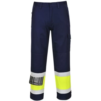 Image of Portwest - MV26YNTL - sz L Hi-Vis Modaflame Trouser - MV26 Yellow/Navy