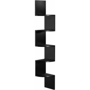 Image of Oypla - 5 Tier Black Zigzag Floating Wooden mdf Corner Wall Shelf diy Home Storage