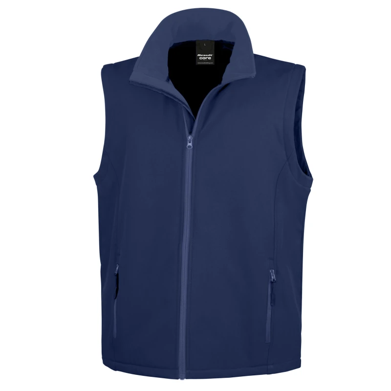 Image of Result Result Men Core Printable Soft Shell Bodywarmer in Navy Size: Small Navy S Male 5059958713550