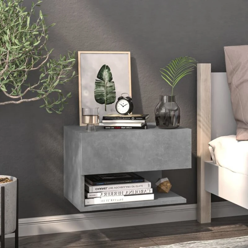 Image of VIDAXL Wall-mounted Bedside Cabinet Concrete Grey Vidaxl 8720286964026