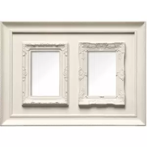 Image of Premier Housewares - Cream Photo Frame / Frames For Two Photos Plastic Finish Picture Frames For Wall Contemporary Rectangular Photo Frames For