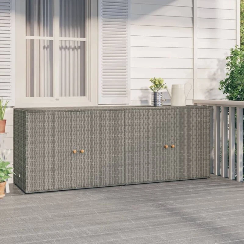 Image of VIDAXL Garden Storage Cabinet Grey 198x55.5x80cm Poly Rattan Vidaxl 8720845670320