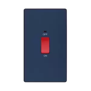 Image of BG Evolve Matt Blue 45A Rectangular Switch Double Pole With LED Power Indicator - PCDDB72B