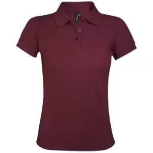 Image of SOLs Womens/Ladies Prime Pique Polo Shirt (M) (Burgundy)