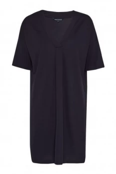 Image of French Connection Bottero Drape V Neck Shift Dress Blue