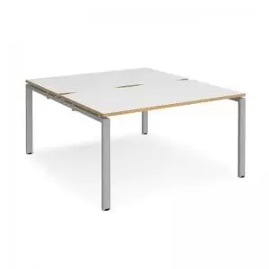 Image of Adapt back to back desks 1400mm x 1600mm - silver frame and white top