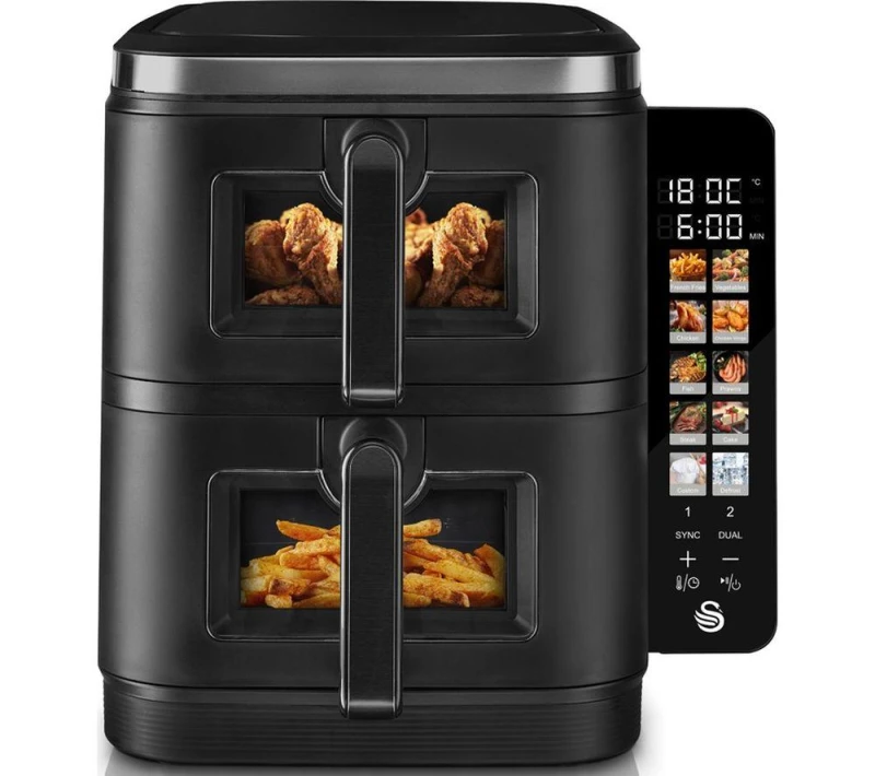 Image of Swan 11L Cyclone Duo Layer Air Fryer - SD10522BLK Black ONE SIZE