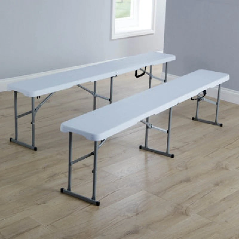 Image of Home Source Pair Of 6ft Folding Trestle Indoor Outdoor Benches