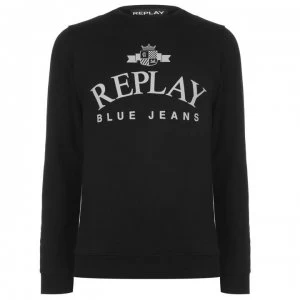 Image of Replay Jeans Crew Sweatshirt - Black 098