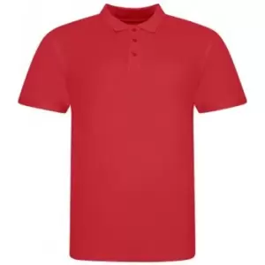 Image of Awdis Mens Piqu Cotton Short-Sleeved Polo Shirt (S) (Fire)
