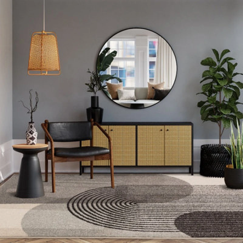 Image of Grey Modern Easy To Clean Abstarct Rug For Diningroom-200Cm X 290Cm