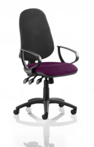 Image of Eclipse XL Lever Task Operator Chair Black Back Bespoke Seat With Loop Arms In Purple