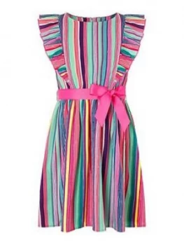 Image of Monsoon Girls S.E.W Ophilia Stripe Dress - Multi, Size 5 Years, Women
