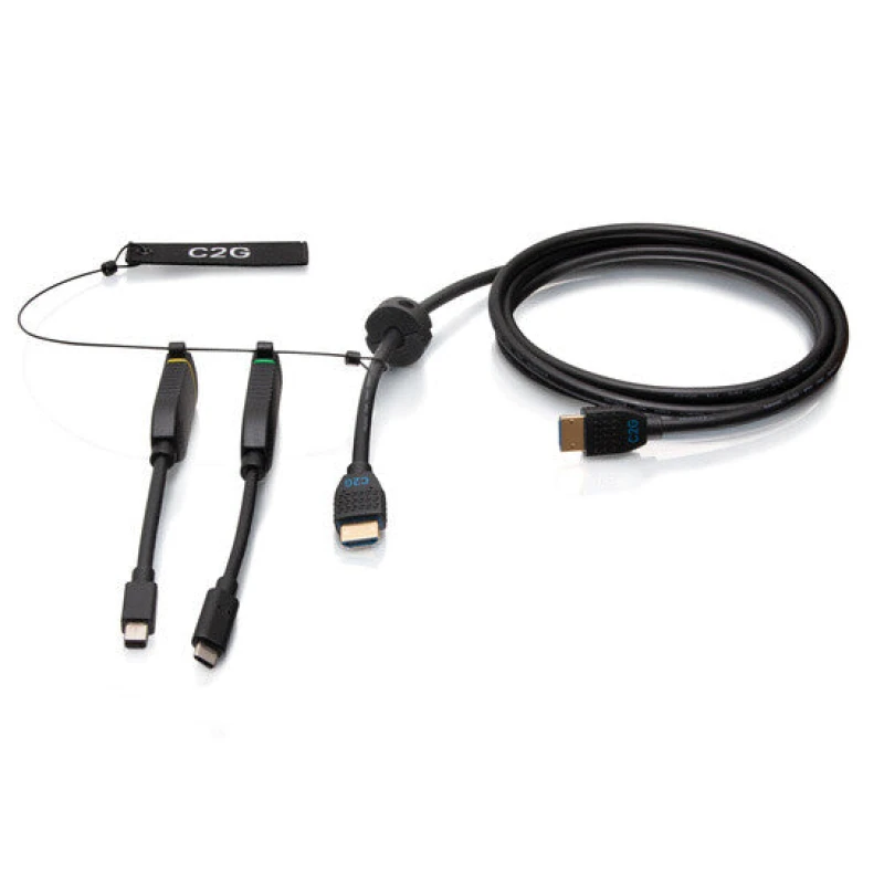 Image of C2G 15ft (4.5m) 4K HDMI Premium Cable and Dongle Adapter Ring with Co