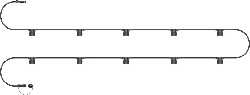 Image of EAGLE-CON 10m 10 Light Easy-Connect Festoon Interconnectable Lighting Black Rubber Cable ELV-772122