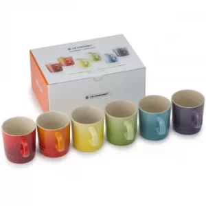 Image of Le Creuset Stoneware Rainbow Set Of 6 Espresso Mugs