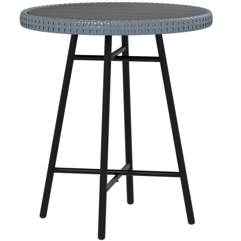 Image of Outsunny Pe Rattan Side Table For Indoor, Outdoor, Grey 867-192V00GY