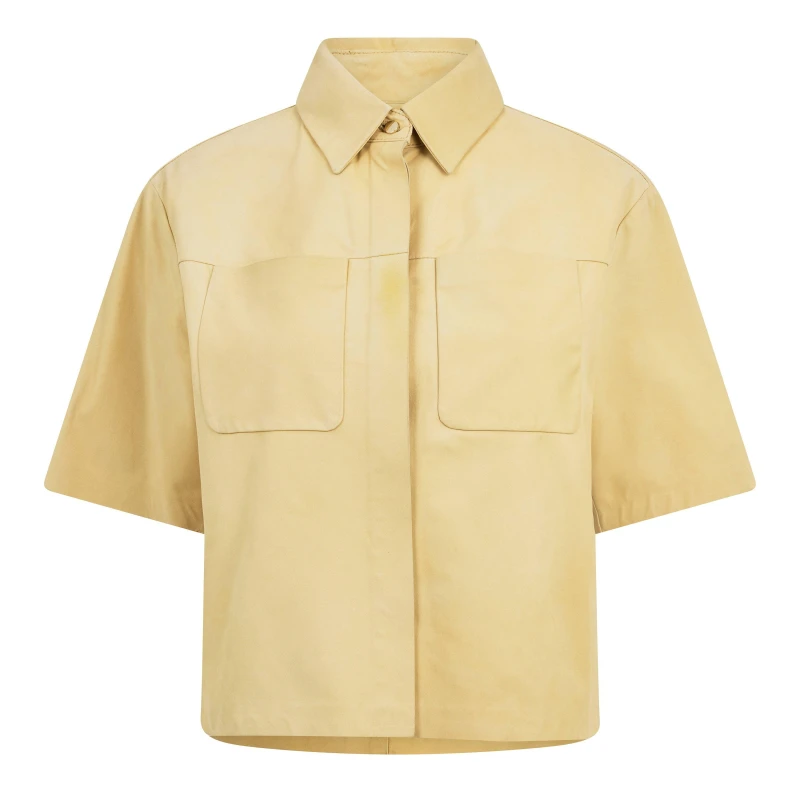 Image of Boss Womens Sacarana Leather Jacket Open Yellow female 6 (XS)