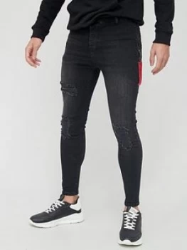 Image of SikSilk Distressed Flight Denims - Black