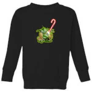 Image of Star Wars Candy Cane Yoda Kids Christmas Sweatshirt - Black - 11-12 Years