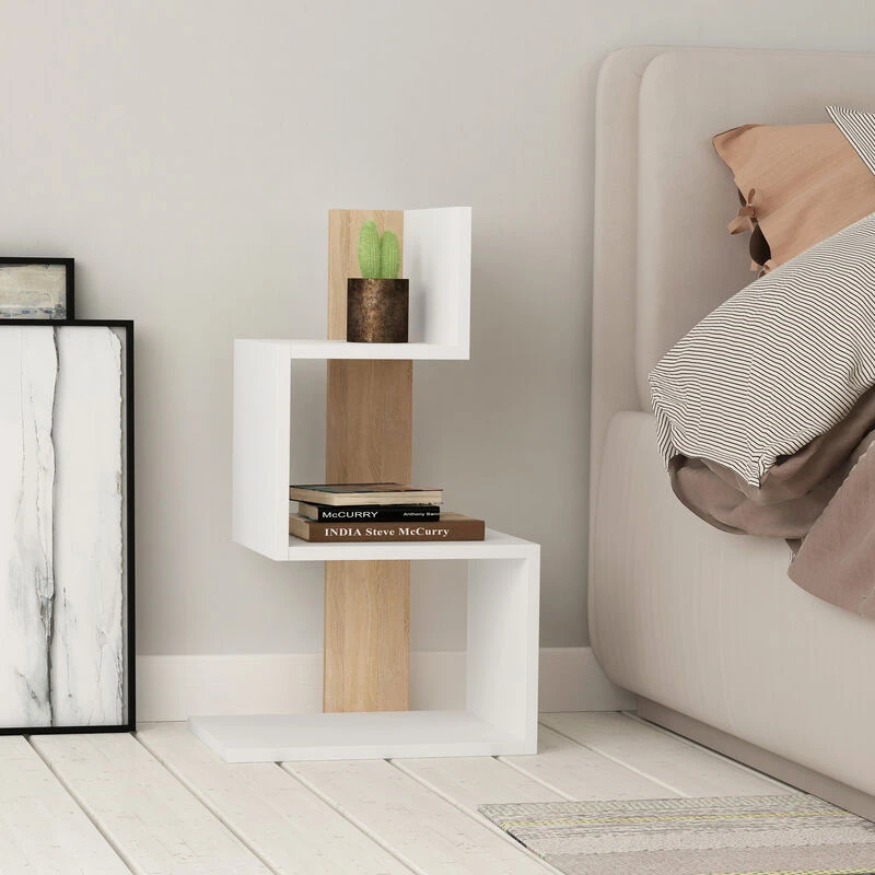 Image of DECORTIE Decortie Rosie Modern Side End Table Multipurpose With Creativeness H 72cm - White / Oak M.SH.16411.3