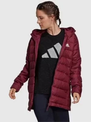 Image of Adidas Essentials Down Parka, Dark Red Size XS Women