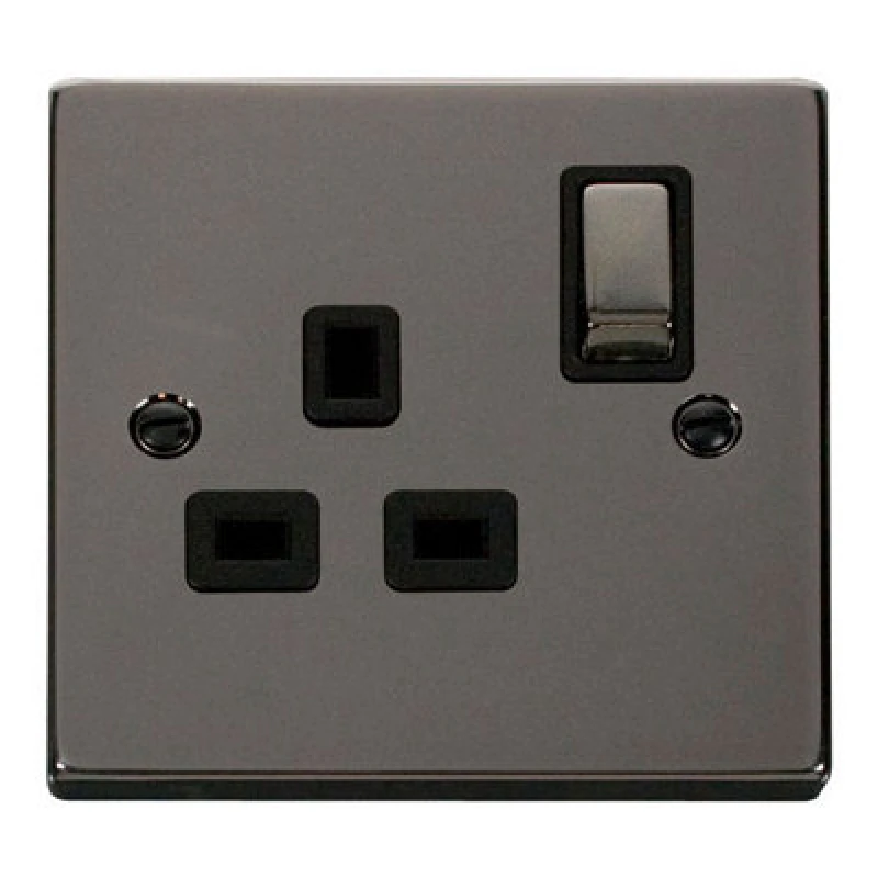 Image of SE Home Black Nickel 1 Gang 13A DP Ingot Switched Plug Socket Black