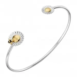Image of Sterling Silver Bee Flower Torque Bangle B5220