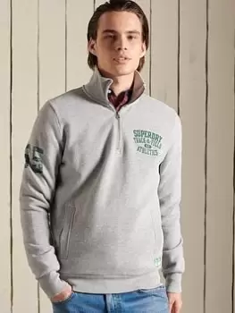 Image of Superdry T&f Half Zip Track Top, Grey Marl, Size S, Men