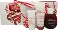 Image of Clarins Eau Dynamisante Gift Set 100ml Eau Dynamisante + 30ml Exfoliating Body Scrub + 100ml Moisturizing Body Lotion + Toiletry Bag