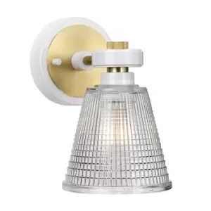 Image of IP44 Wall Light Patterned Glass Downlight White Aged Brass LED G9 3.5W