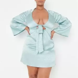 Image of Missguided Plus Size Leopard Print Tie Front 33852915 Mini Dress - Green