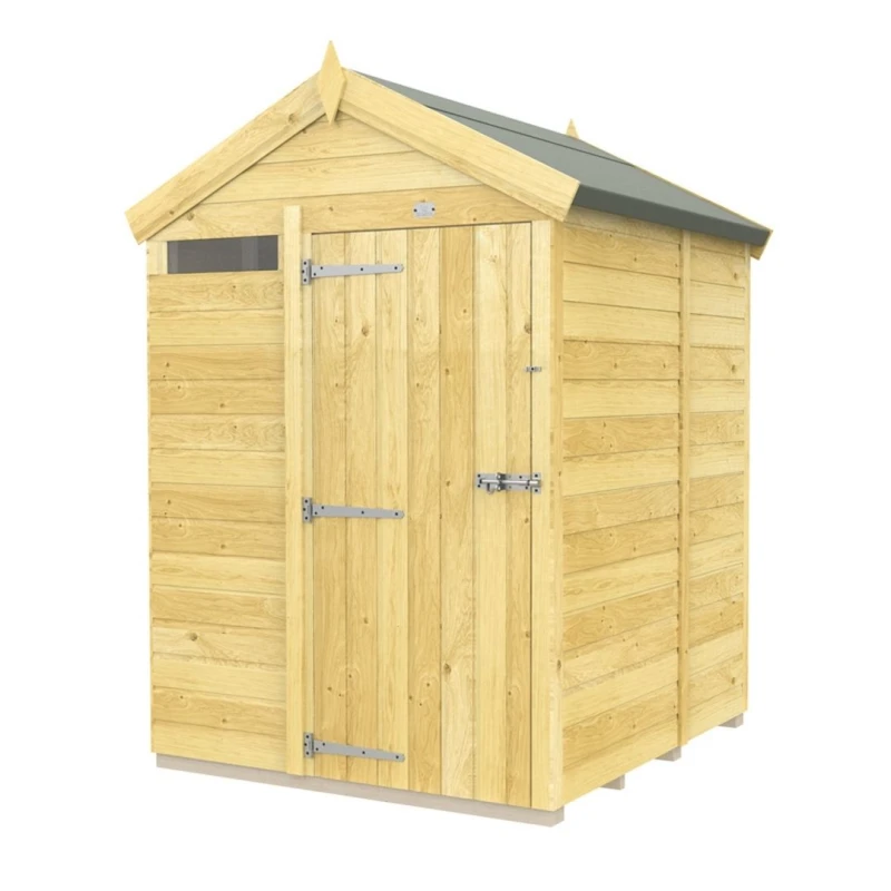 Image of Buttercup Farm 5 x 5 Feet Apex Security Shed - Single Door - L158 x W147 x H217cm in Brown Brown Unisex