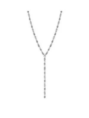 Image of Lipsy Lipsy Silver Crystal Fine Baguette Stone Y-Drop Necklace, Silver, Women