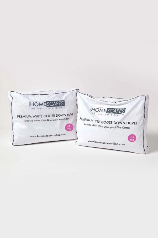 Image of Homescapes Premium White Goose Down 15 Tog All Seasons Duvet, King