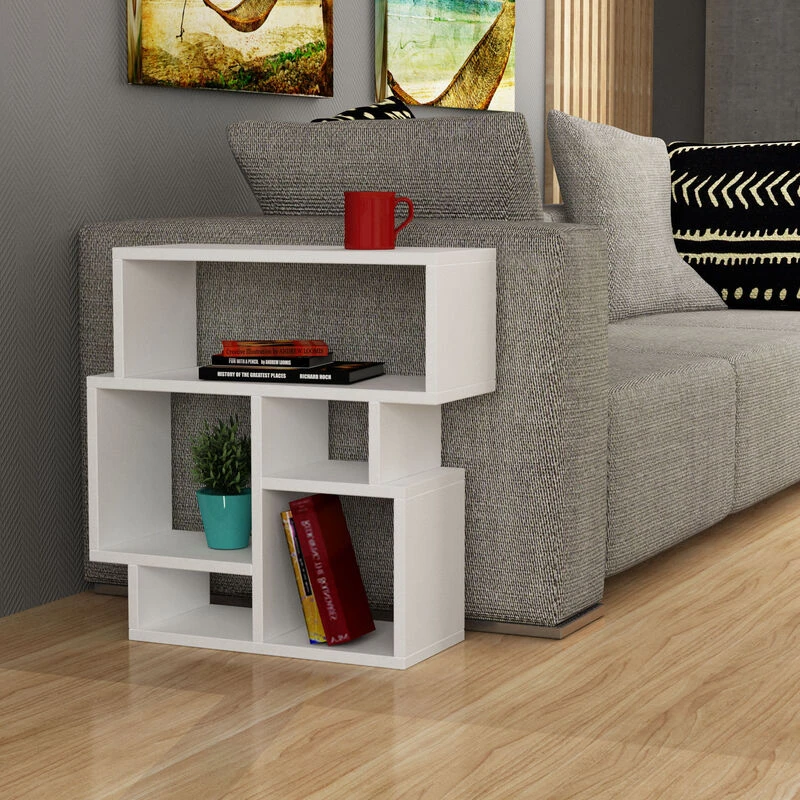 Image of DECORTIE Decortie - Karma Modern Side End Table Multipurpose With Creativeness h 60.5cm - White - White M.SH.11246.2