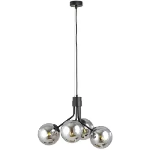 Image of Emibig Nova Black Globe Pendant Ceiling Light with Graphite Glass Shades, 4x E14