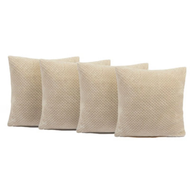 Image of OHS OHS 4 Pack of Waffle Fleece Square Cushion Covers in Nude Size: 45cm x 45cm Nude 45cm x 45cm Unisex 5027434156351